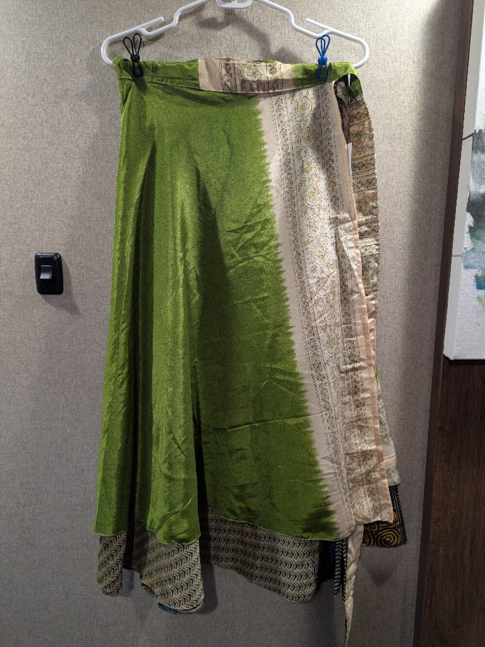 Darn Good Yarn Silk Sari Wrap Skirt | Reversible | Boho | Green